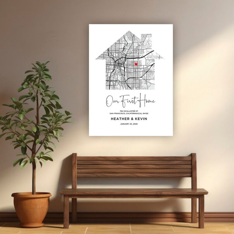 Personalized Map Canvas Wall Art Precious Present for Friend