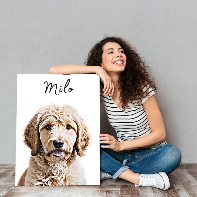 Personalized Picture Canvas Wall Art Colorful Present for Pet Lover