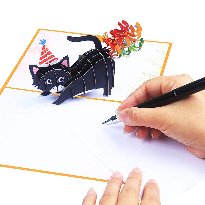 3D Kitten Pop Up Card Rainbow Fart Design Adorable Gift for Pet Lovers