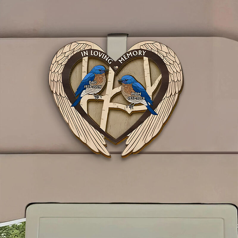 Personalized Car Visor Clip with Memorial Bird Sympathy Gifts for Family Members