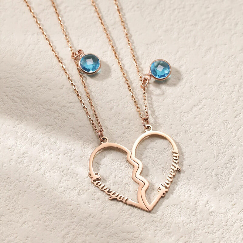 Collier de couple personnalisé avec nom et pierre de naissance Cadeau romantique