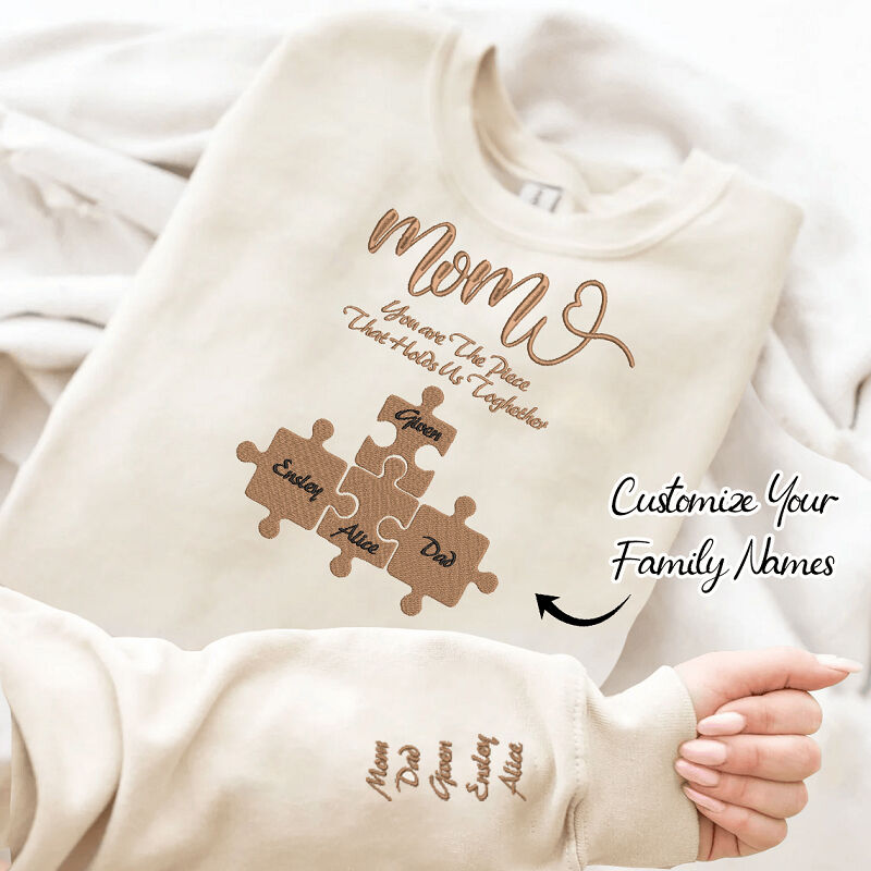 Personalisiertes Sweatshirt mit Stickerei Puzzles Du bist das Stück, das uns zusammenhält Warmes Geschenk für die Familie