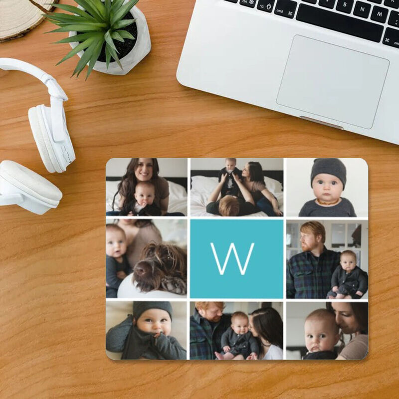 Personalized Picture Mouse Pad with Custom Letter Simple Present for Family