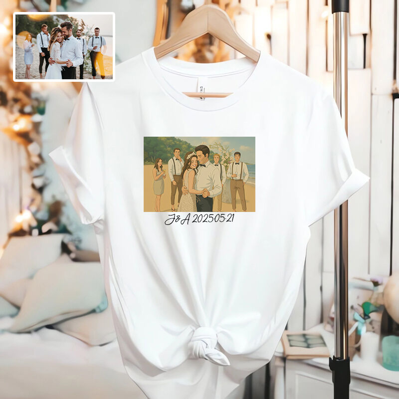 Personalized T-shirt Custom Photo Ghibli Anime Style Design Warm Anniversary Gift for Loved One