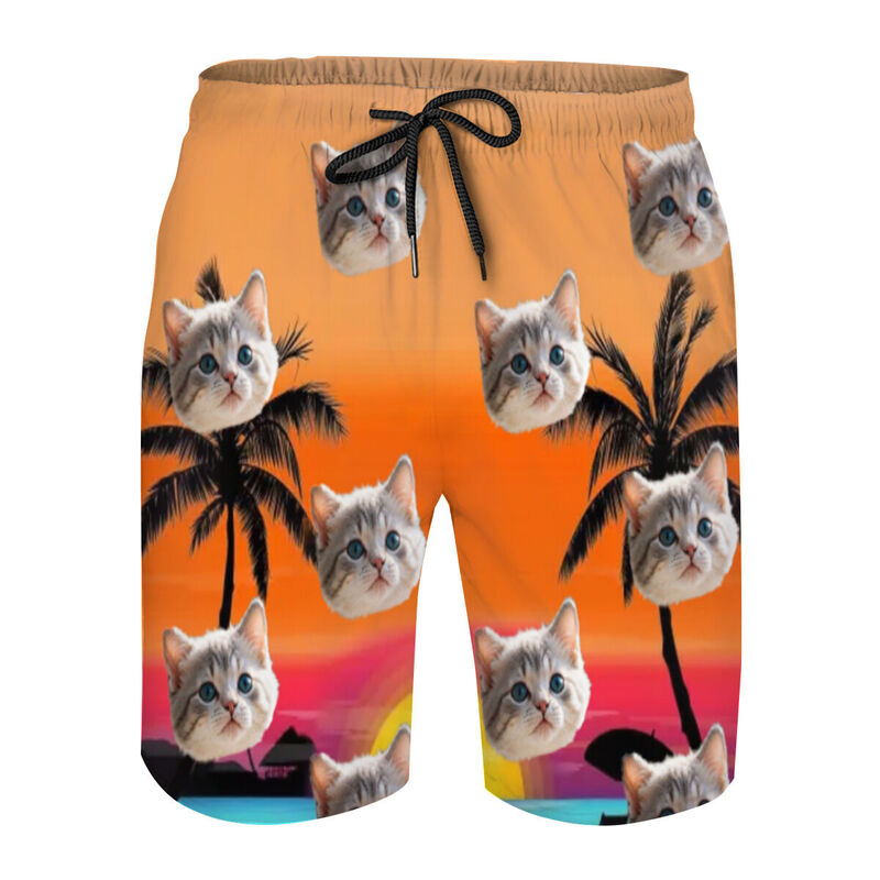 Pantalones cortos de playa personalizados para hombre con estampado de atardecer en el mar, regalo minimalista para amigos