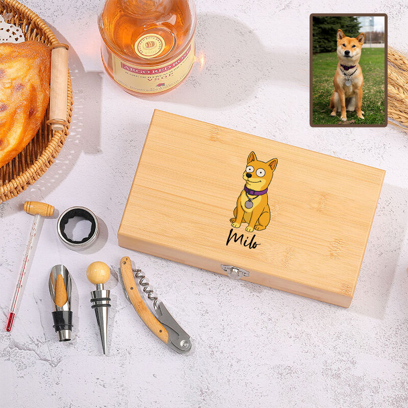 Juego de abrebotellas personalizado con foto de mascota personalizada y diseño de estilo opcional. Regalo perfecto para dueños de mascotas y amantes del vino.