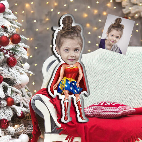 Individuelles Gesichtskissen Schönes Mädchen Minime 3D Porträt Personalisiertes Fotokissen Lustige Geschenke für Kinder