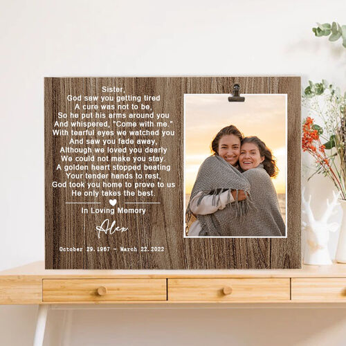 Cadre "En souvenir de l'amour" cadeau pour une sœur photo commémoratif