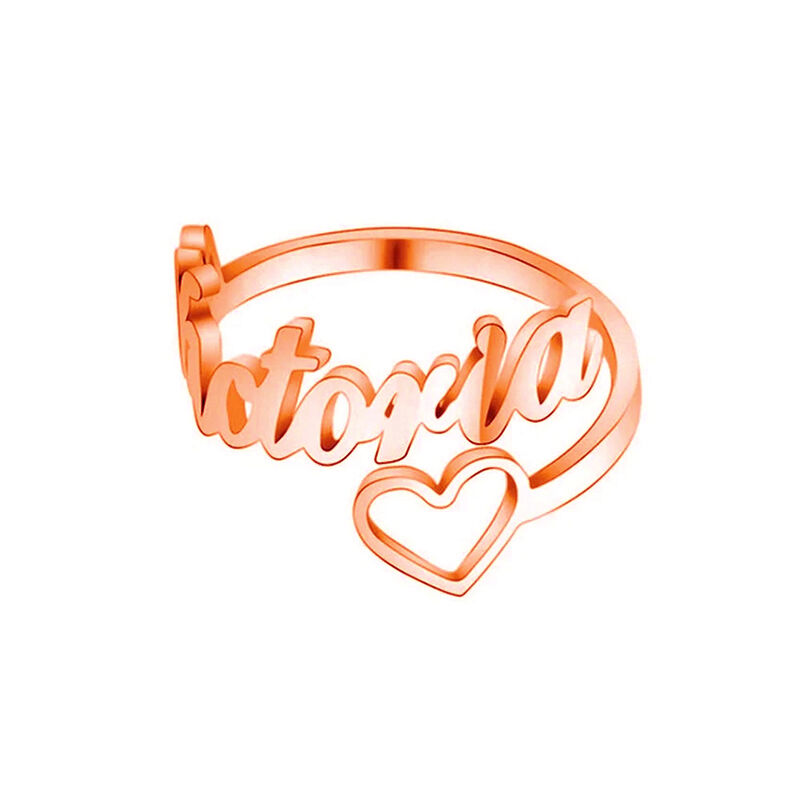 "My Heart" Personalized Heart Name Ring with Adjustable Open Cuff