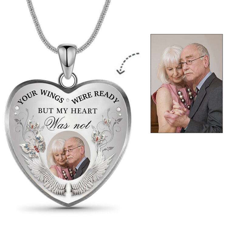 Custom Photo Memorial Necklace Forever Love In Heart