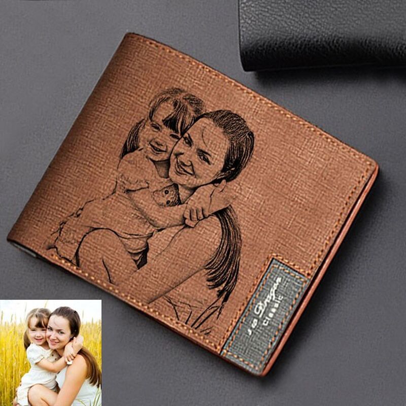 Billetera personalizada con foto para hombre de color marrón claro
