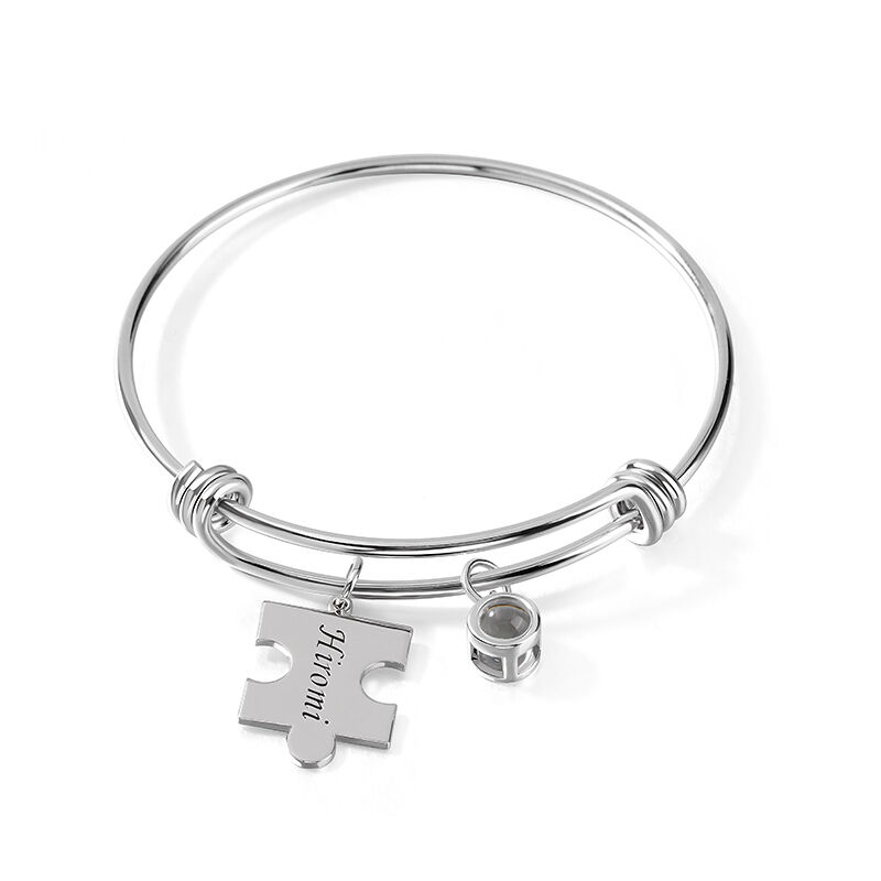 Personalized Projection Photo Bracelet with Custom Name Puzzle Charm