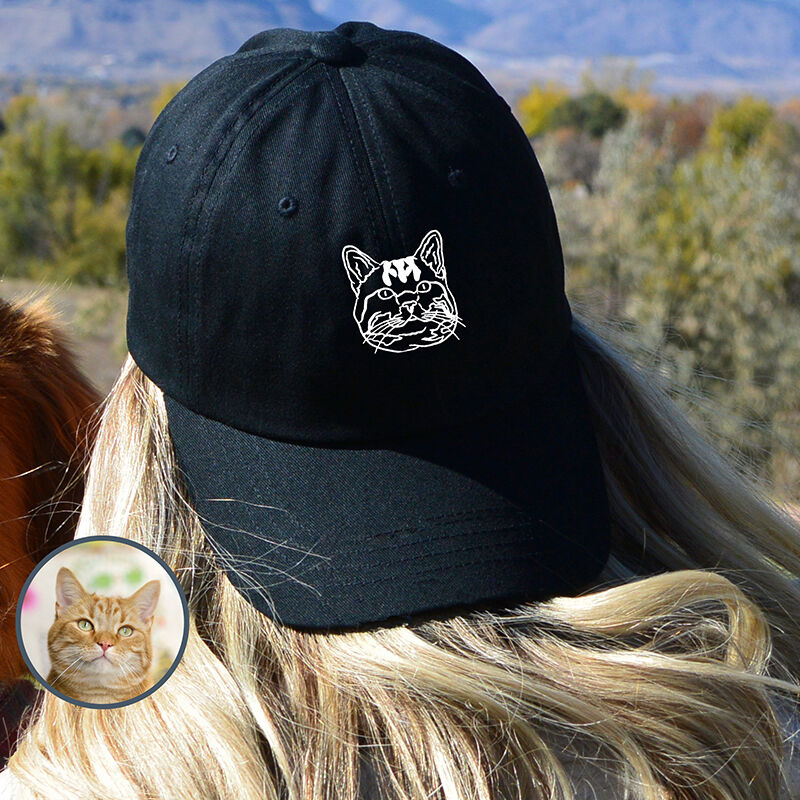 Personalisierte Kappe Individuell bestickt Haustier Kopf Linie Foto Attraktives Geschenk für Tierliebhaber