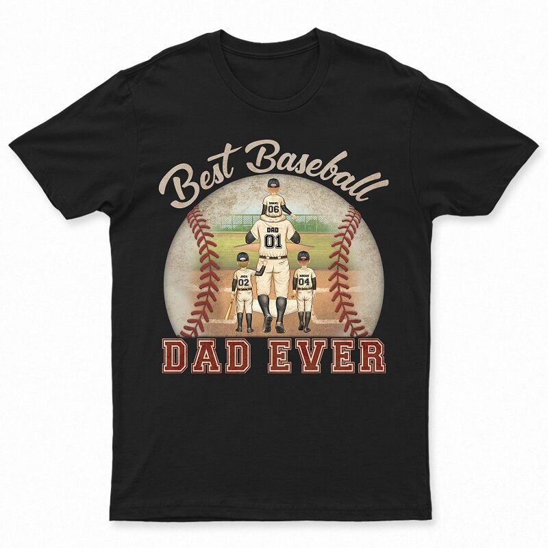 Personalized T-shirt Best Baseball Dad Ever with Custom Character Cool Design Gift for Father's Day