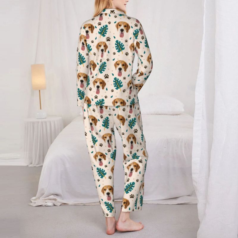 Personalisierte Pyjamas benutzerdefinierte Haustier Foto Palm Frond Clean Spring Design großes Geschenk für Tierliebhaber