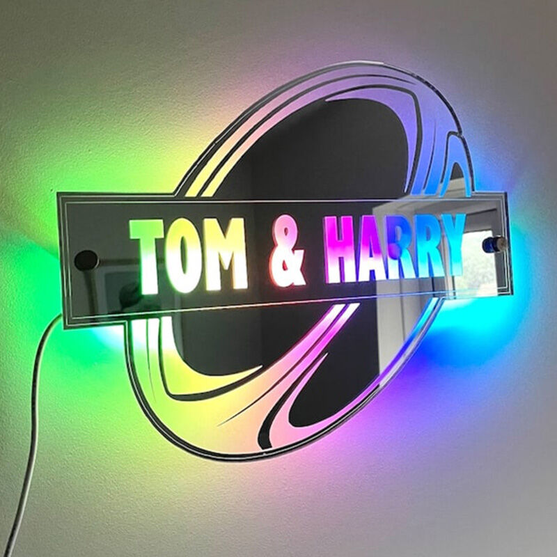 Personalized Rugby Mirror Lights With Custom Names For Sports Enthusiasts