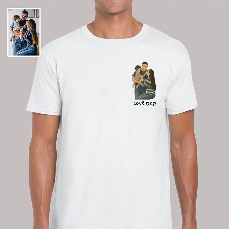 Personalized T-shirt Custom Dad and Kid Photo Ghibli Anime Style Design Warm Gift for Dear Papa