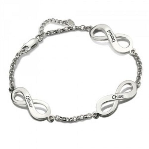 "Endless Love" Personalized Bracelet With Triple Infinity And Name