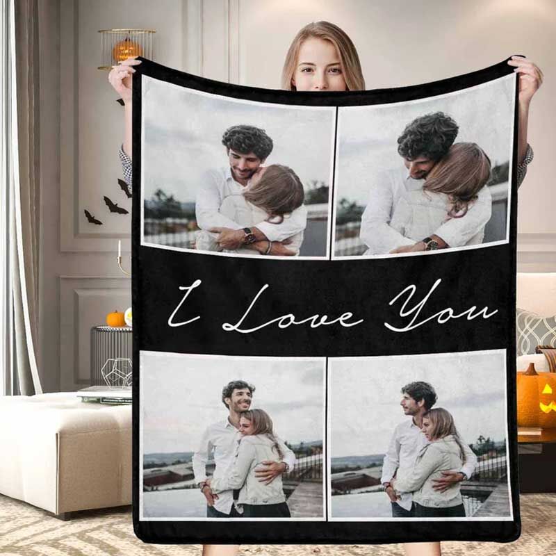 Personalized Photo Blankets Custom Love Blanket With 4 Photos