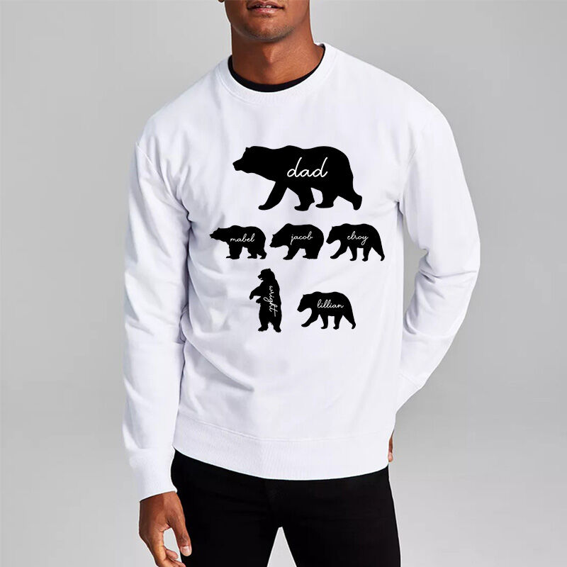 Personalized Sweatshirt Daddy Bear and His Babies with Custom Name for Super Dad