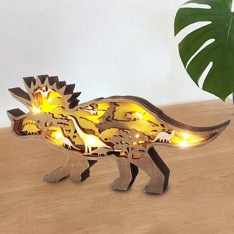 Triceratops 3D Wood Carving Decorative Light Funny Gift for Brother