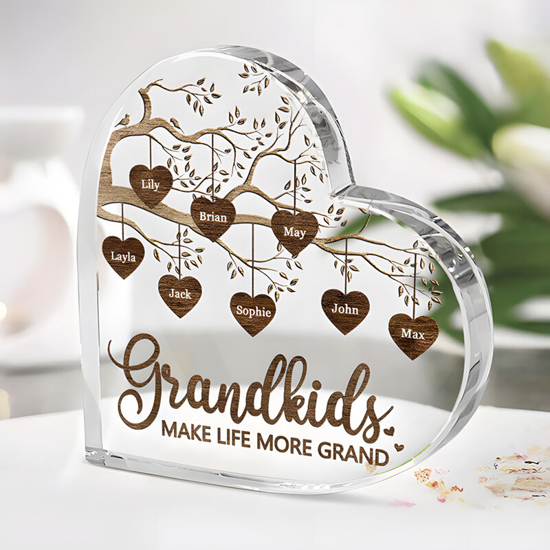 Personalized Acrylic Plaque Grandkids Make Life More Grand Design Unique Gift for Family