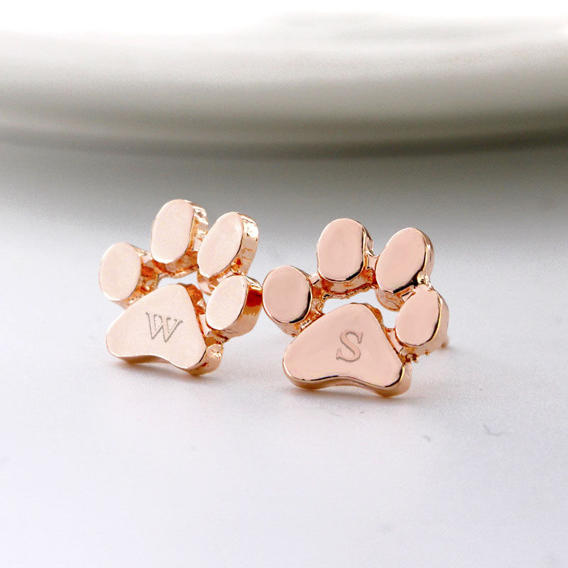 Customized Paw Print Earrings Dainty Stud Earrings for Pet Lovers