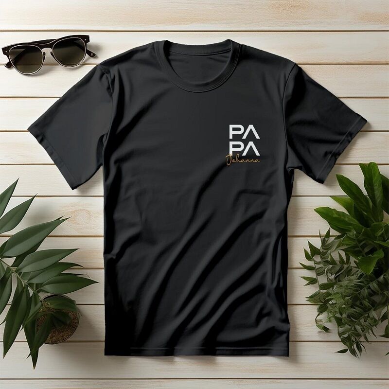 Personalisierte T-Shirt Papa mit benutzerdefinierten Namen einfaches Design perfektes Geschenk zum Vatertag