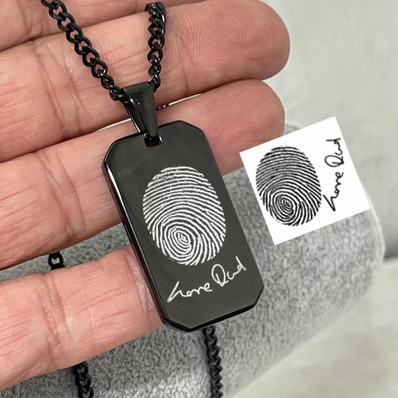 Personalized Dog Tag Necklace Custom Fingerprint Photo Memorial Gift For Loved Ones
