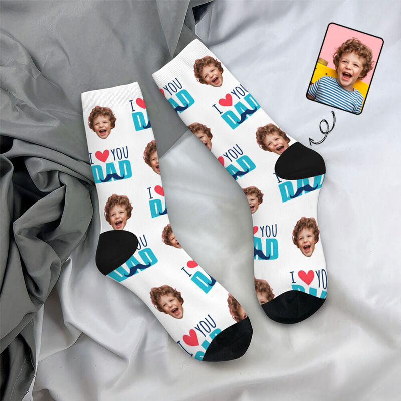 "I LOVE DADDY" Customized Face Socks Mid-calf Socks Father's Day Gift