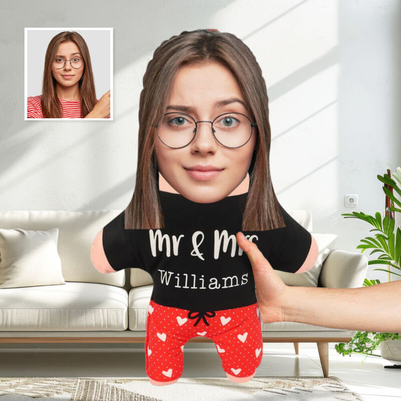 Individuelles Gesichtskissen mit Foto Name hinzufügen Jahrestag Geschenk für Paare