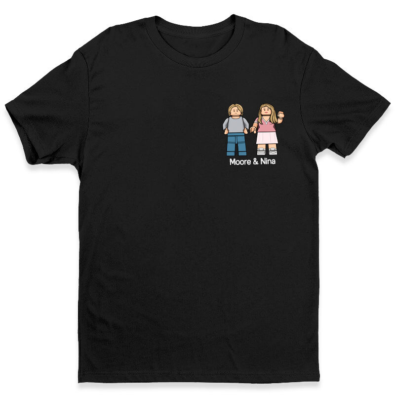 Gepersonaliseerde t-shirt Aangepaste minifiguren Koppel Ontwerp Aantrekkelijk cadeau voor geliefden en ouders