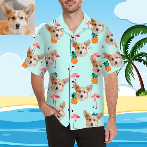 Personalisiertes Gesicht Ananas Und Flamingo Männer Hawaii-Hemd