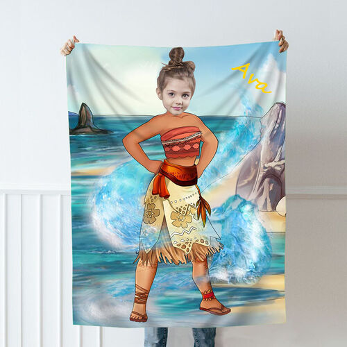 Personalized Custom Photo Blanket Manga Style Surf Coral Fleece Blanket
