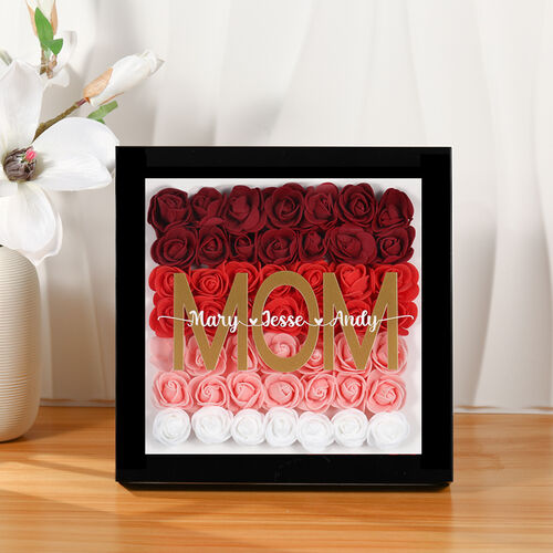 Individuelle getrocknete Blumen Schatten Box mit Namen Souvenir Geschenk für Mutter