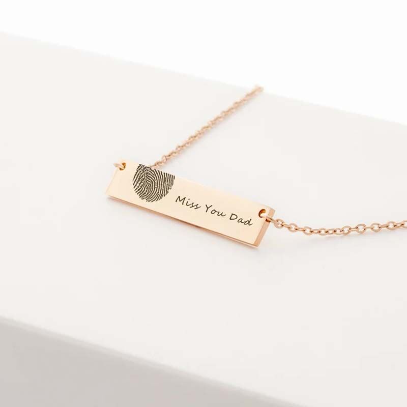 Personalised Square Engraved Fingerprint Necklace
