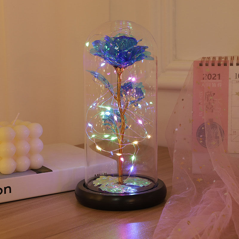 Galaxy Rose Glass Lampshade Preserved Flower Valentine Night Light Gift