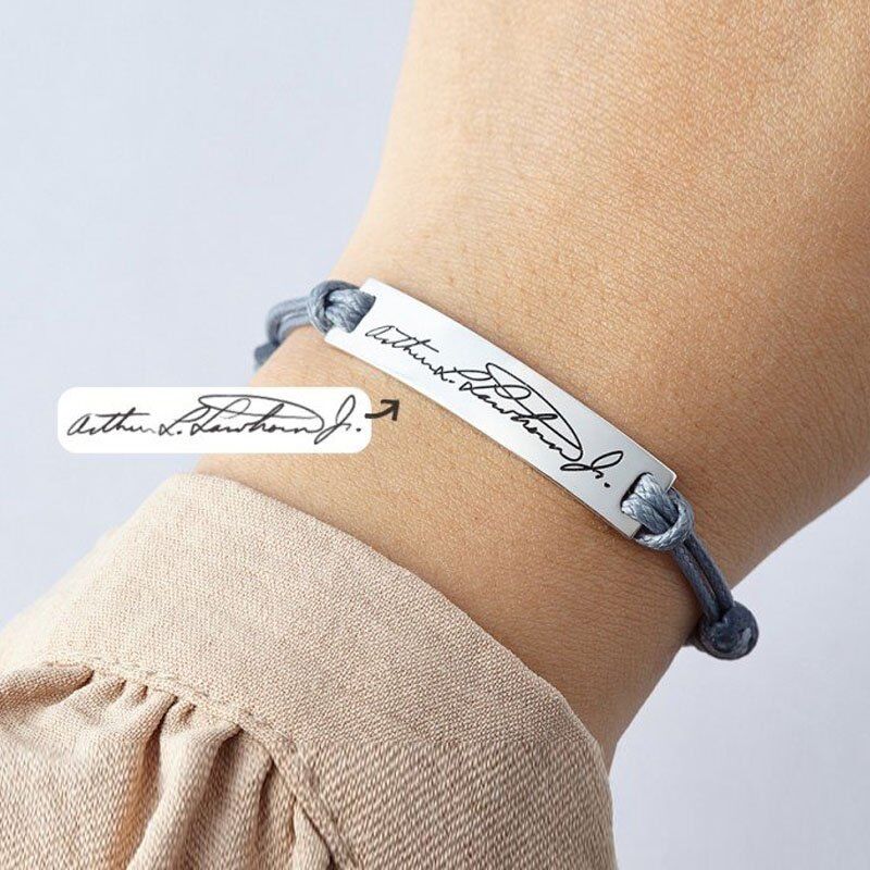 Leather Handwriting Name Bracelet - For Love one