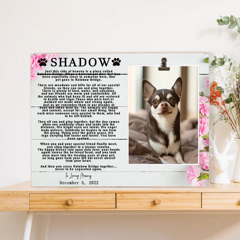 Personalized Picture Frame Pet Remembrance Gift for Friends "Rainbow Bridge Poem"