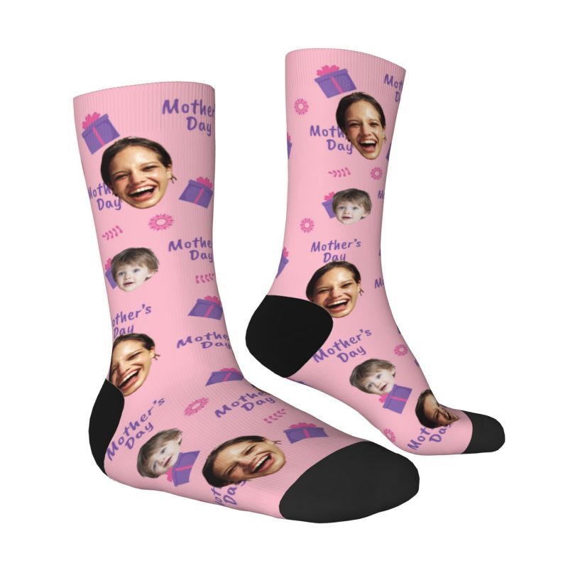 Gepersonaliseerde sokken met gezicht en cadeauverpakking voor Moederdag