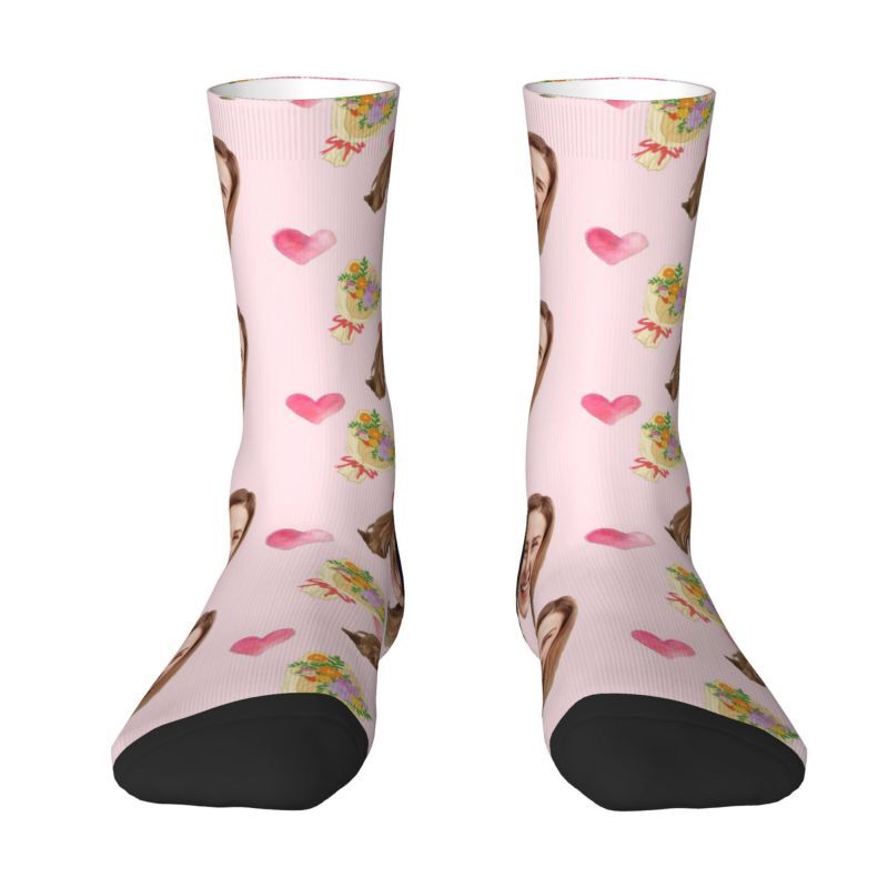 Personalized Face Socks Bouquet Pattern Suitable for Wedding Gift to Wife