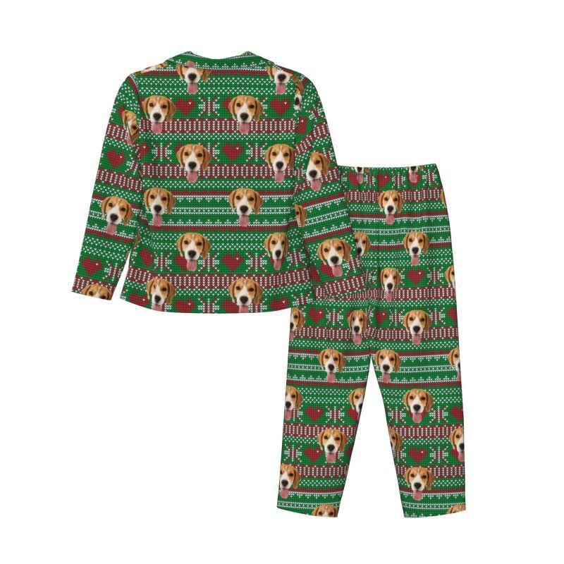 Personalisierte Pyjamas benutzerdefinierte Haustier Foto Weihnachten Liebe Pixel-Stil Design Perfektes Geschenk für die Familie