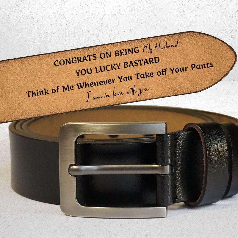 Personalized Man Belt Boyfriend Gift Set Engraved Leather Belt Gift for Husband