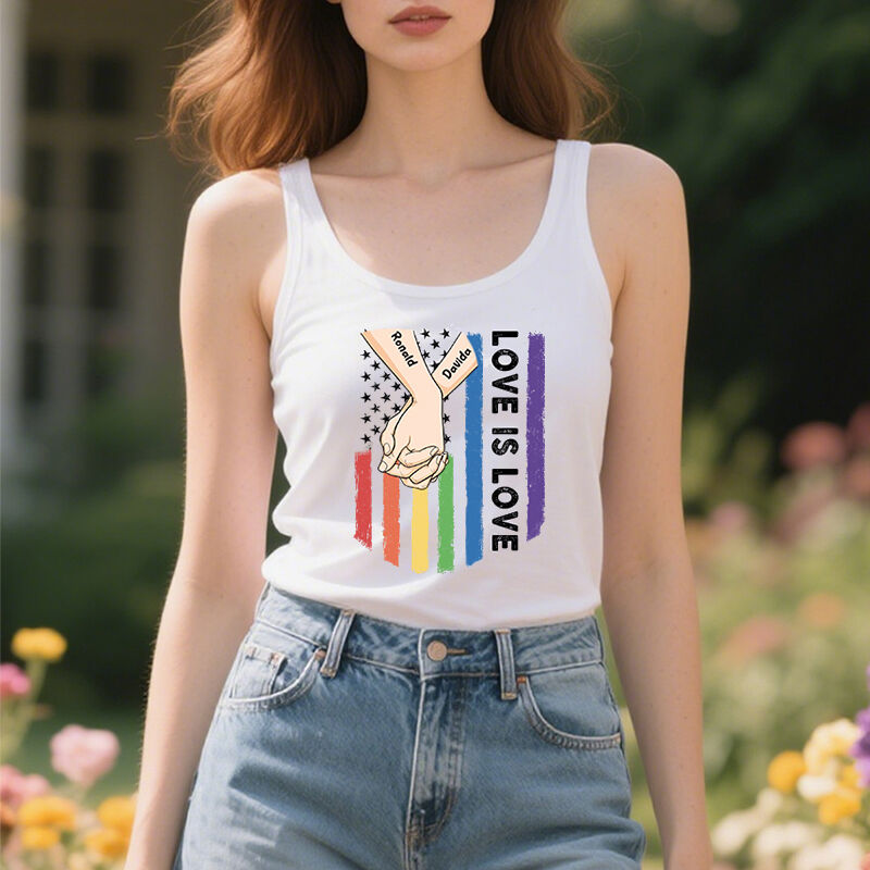 Personalized Tank Top Love Is Love Hold Your Hand Design Perfect Gift for LGBT Lover