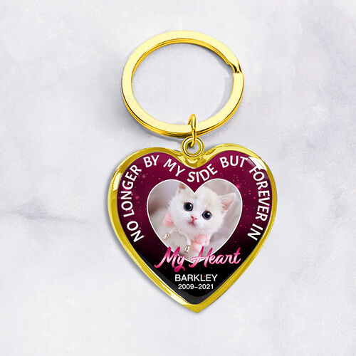 "No Longer By My Side But Forever In My Heart" Unique Personalized Pet Memorial Keychain