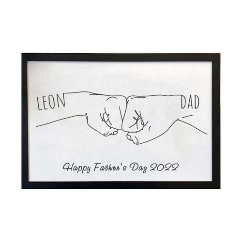 Personalisierte Hand gezeichnet Vater & Sohn Kunstrahmen Geschenk für Vater