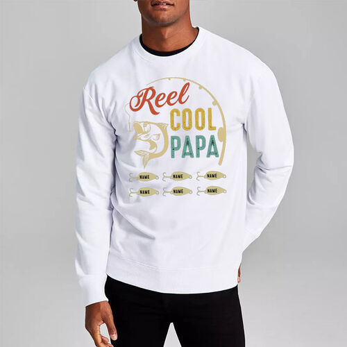 Personalisiertes Pullover mit individuellem Namen Fischereimuster Geschenk für Daddy