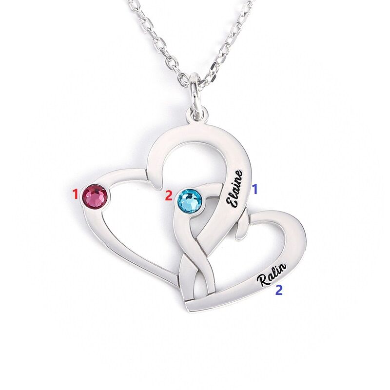 "Lieben und geliebt werden" Personalisierte Herz-Halskette mit Geburtsstein