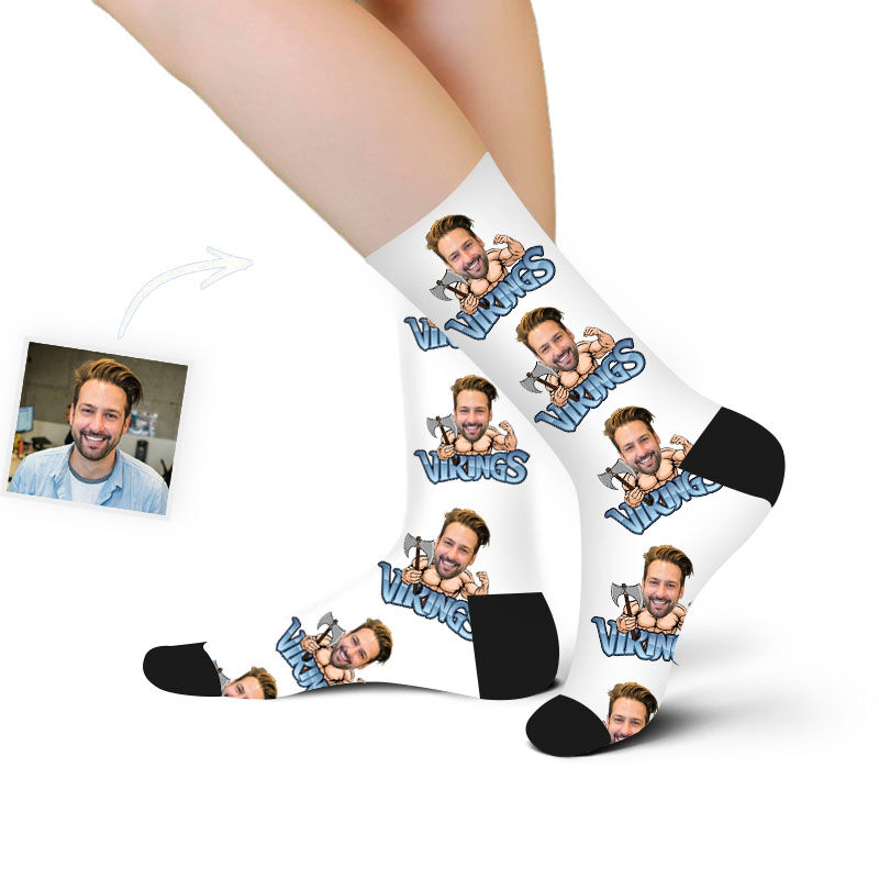 Chaussettes personnalisées avec photo du visage imprimées avec des virus pour homme