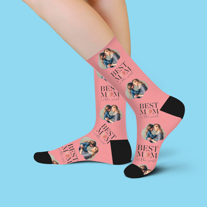 Calcetines Personalizados con Imagen de Rostro Impresos con Mejor Mamá para el Día de la Madre